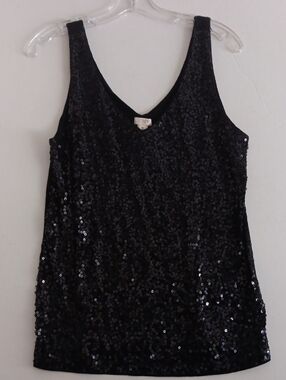 J. CREW BLACK SEQUIN TANK SIZE M